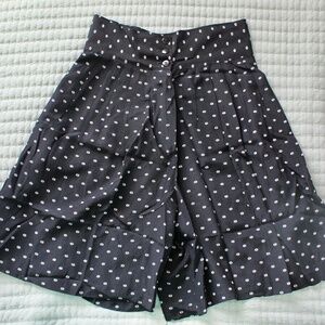 Vintage Black & White Polka Dot Ultra High-Waist Pleated Wide Leg Shorts